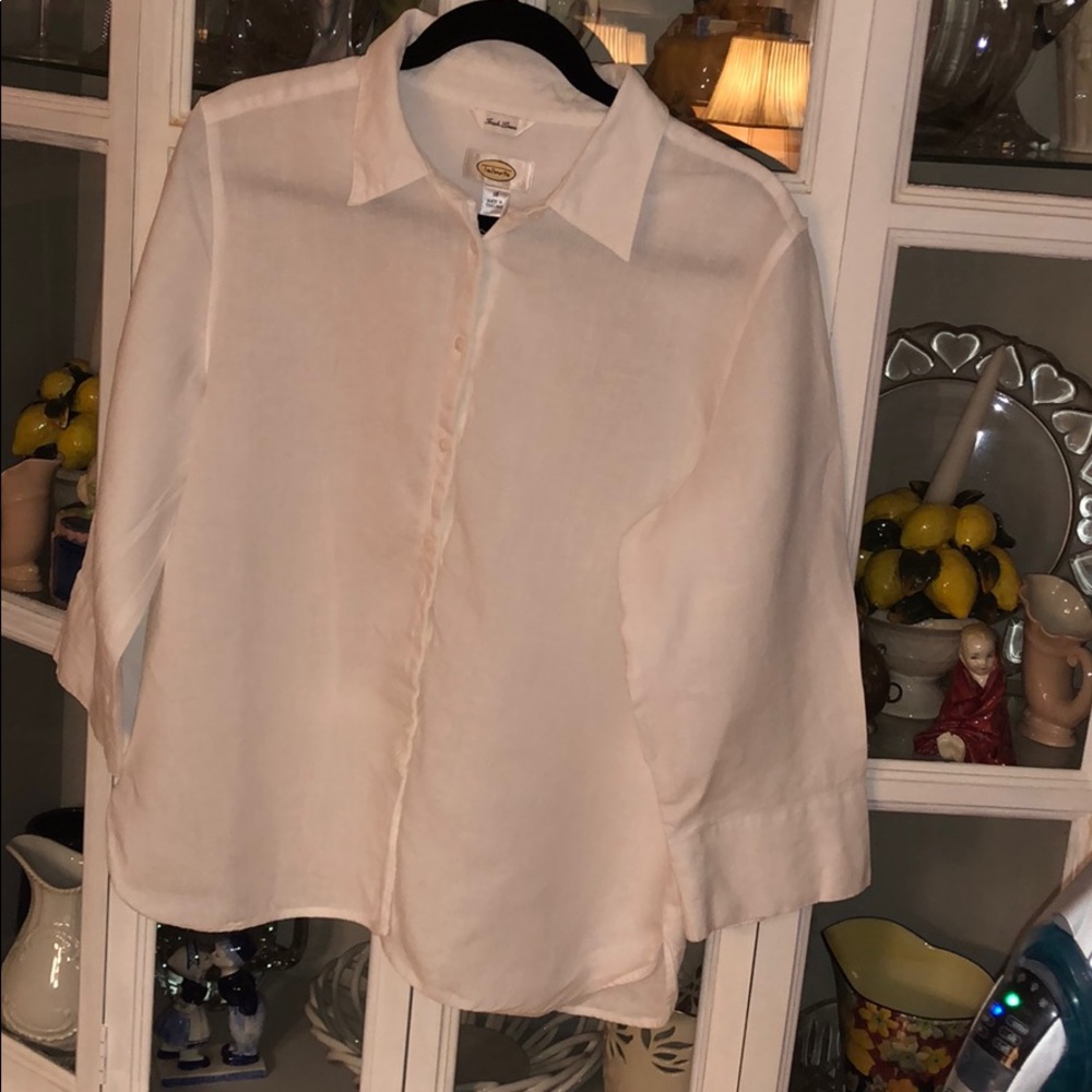 Talbots Irish Linen white Button Down Shirt